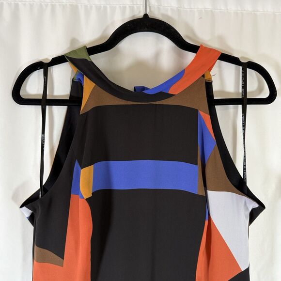 Tahari Arthur S Levine Maxi Dress Women's 8 Black Color Block High Neck Sleevlss - Picture 4 of 13